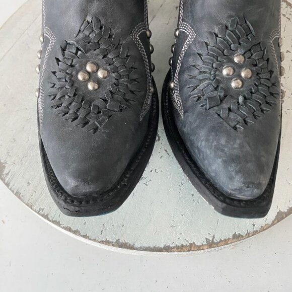 Lane COSSETTE Womens Black Cowboy Bootie 7.5 Western Cowgirl Short Ankle Boots - Picture 6 of 11